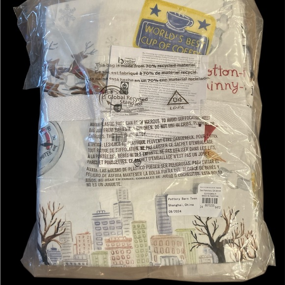 Pottery Barn Teen Elf  Queen cotton Sheet Set Bedding Christmas Trees NWT - Picture 2 of 8